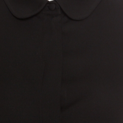 Pre Owned Emporia Armani Black Silk Peter Pan Collar Short Sleeve Shirt S