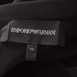 Pre Owned Emporio Armani Black Knit Contrast Top Stitch Detail Mini Skirt M