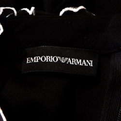 Pre Owned Emporio Armani Black Floral Applique Neck Detail Sleeveless Blouse L