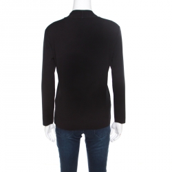 Pre Owned Emporio Armani Black V-Neck Long Sleeve Top M