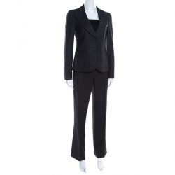 Pre Owned Emporio Armani Dark Grey Wool Tailored Suit S