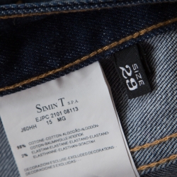 Pre Owned Emporio Armani Indigo Faded Effect Denim Distressed Tapered Jeans M