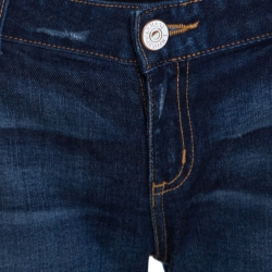 Pre Owned Emporio Armani Indigo Faded Effect Denim Distressed Tapered Jeans M