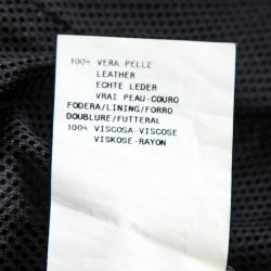 Pre Owned Emporio Armani Black Leather Paneled Cropped Moto Jacket S