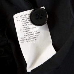 Pre Owned Emporio Armani Black Pinstripe Wool Padded Shoulder Tie Front Detail Tailored Suit M 