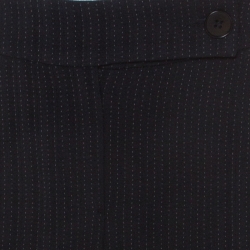 Pre Owned Emporio Armani Black Pinstripe Wool Padded Shoulder Tie Front Detail Tailored Suit M 