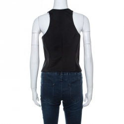 Pre Owned Emporio Armani Black Wool Blend Show Button Detail Waist Coat S