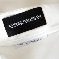 Pre Owned Emporio Armani Off White Silk Waist Band Detail Sheath Skirt M