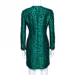 Pre Owned Emporio Armani Bicolor Jacquard Long Sleeve Shift Dress M