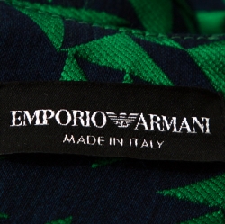 Pre Owned Emporio Armani Bicolor Jacquard Long Sleeve Shift Dress M