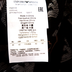 مملوكة مسبقًا بلوزة أمبوريو أرماني شيفون أسود بالشعار شفاف مقاس متوسط (ميديوم)