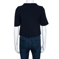 Pre Owned Emporio Armani Navy Blue Crepe Zip Front Jacket XS