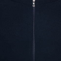 Pre Owned Emporio Armani Navy Blue Crepe Zip Front Jacket XS