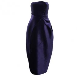 Pre Owned Emporio Armani Purple Neoprene Velvet Cocktail Gown S