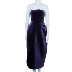 Pre Owned Emporio Armani Purple Neoprene Velvet Cocktail Gown S