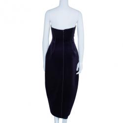 Pre Owned Emporio Armani Purple Neoprene Velvet Cocktail Gown S