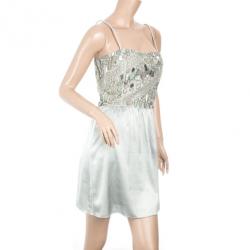 Pre Owned Emporio Armani Silver Dress with Detail M