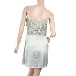 Pre Owned Emporio Armani Silver Dress with Detail M