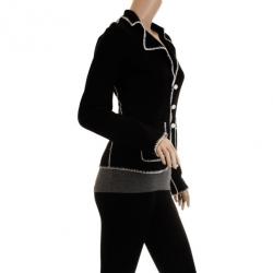 Pre Owned Emporio Armani Black Cardigan with White Trim S