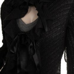 Pre Owned Emporio Armani Black Ruffled Sweater S