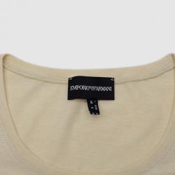 Pre Owned Emporio Armani Beige Pocket T-Shirt with Bow
