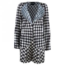 Pre Owned Emporio Armani Black and White Checked Blazer and Pants Set S/M