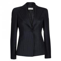 Pre Owned Emporio Armani Grey Striped Pant Suit S