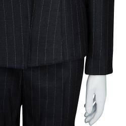 Pre Owned Emporio Armani Grey Striped Pant Suit S