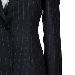 Pre Owned Emporio Armani Grey Striped Pant Suit S