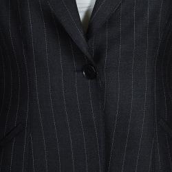 Pre Owned Emporio Armani Grey Striped Pant Suit S