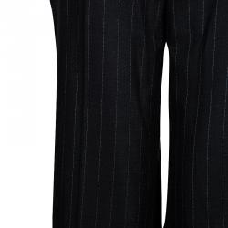 Pre Owned Emporio Armani Grey Striped Pant Suit S