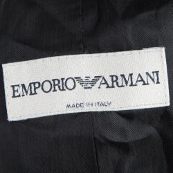 Pre Owned Emporio Armani Grey Striped Pant Suit S