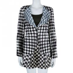 Pre Owned Emporio Armani Black and White Checked Blazer and Pants Set S/M