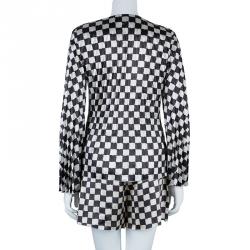Pre Owned Emporio Armani Black and White Checked Blazer and Pants Set S/M