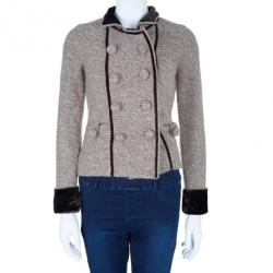 Pre Owned Emporio Armani Off-White Wool Button Down Jacket M