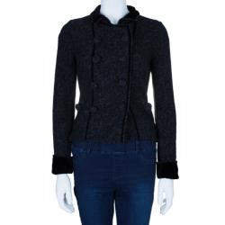 Pre Owned Emporio Armani Charcoal Wool Button Down Jacket S