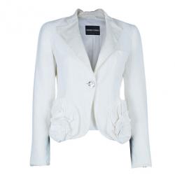 Pre Owned Emporio Armani White Pocket Detailed Blazer S