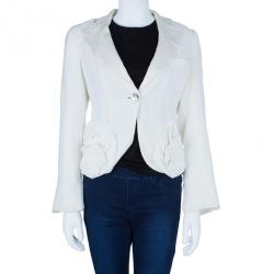 Pre Owned Emporio Armani White Pocket Detailed Blazer S
