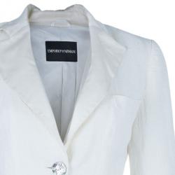 Pre Owned Emporio Armani White Pocket Detailed Blazer S