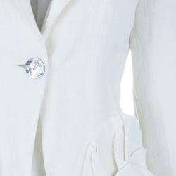 Pre Owned Emporio Armani White Pocket Detailed Blazer S