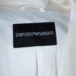 Pre Owned Emporio Armani White Pocket Detailed Blazer S