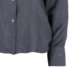 Pre Owned Emporio Armani Grey Silk Collared Shirt M