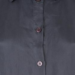 Pre Owned Emporio Armani Grey Silk Collared Shirt M