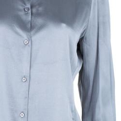 Pre Owned Emporio Armani Grey Silk Shirt L