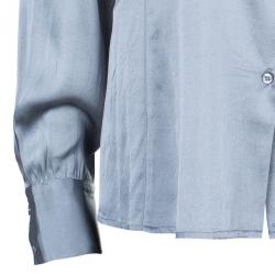 Pre Owned Emporio Armani Grey Silk Shirt L