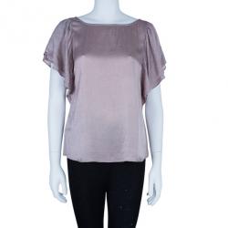 Pre Owned Emporio Armani Polka Dot Printed Silk Top M