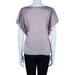 Pre Owned Emporio Armani Polka Dot Printed Silk Top M