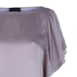 Pre Owned Emporio Armani Polka Dot Printed Silk Top M