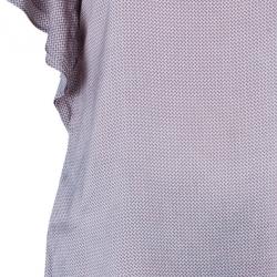 Pre Owned Emporio Armani Polka Dot Printed Silk Top M