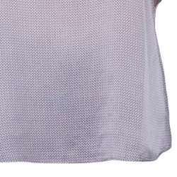 Pre Owned Emporio Armani Polka Dot Printed Silk Top M